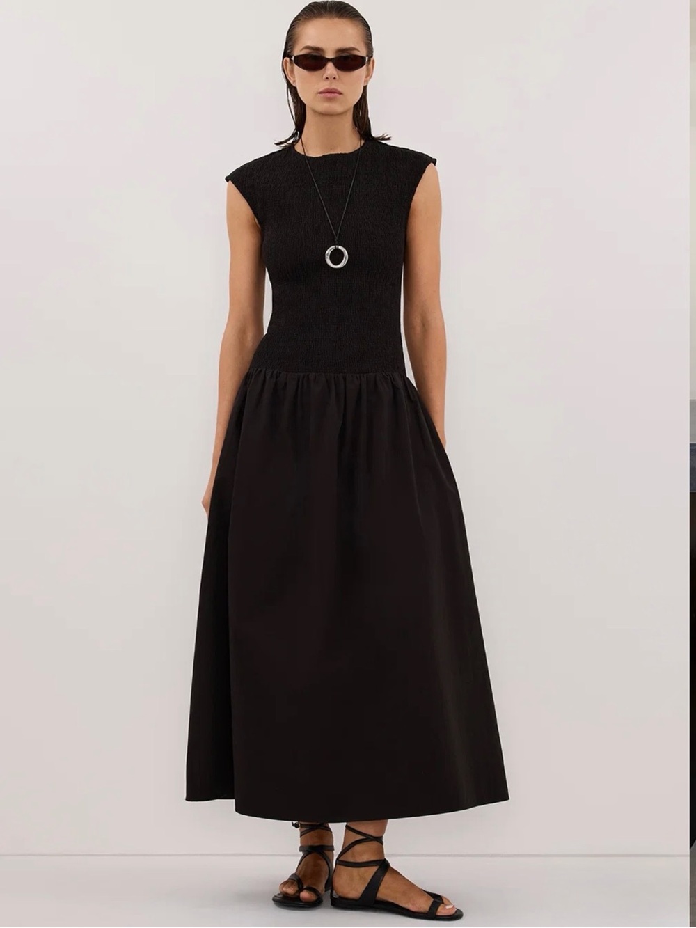 Dissh Rubi Black Cotton Midi Dress